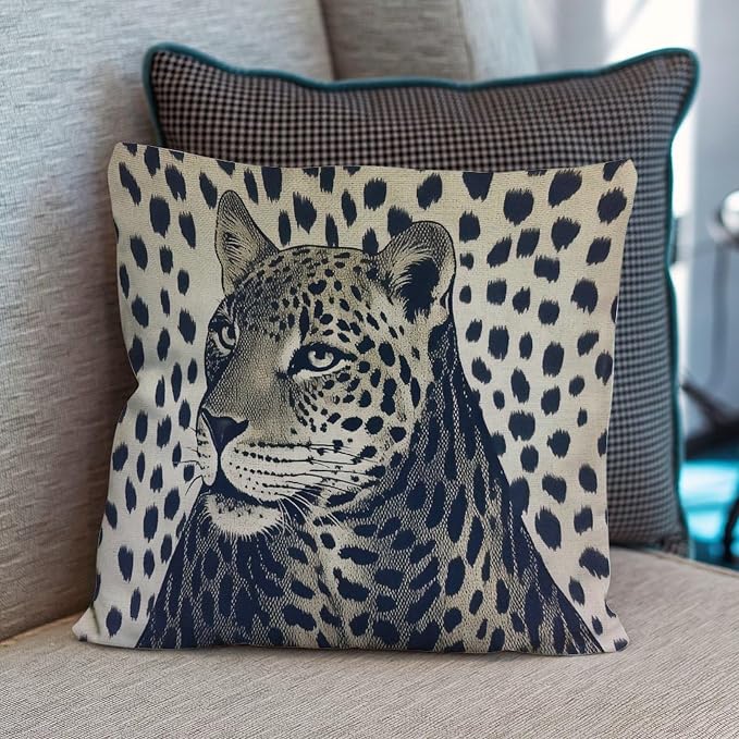 Throw Pillow Covers Antelope Black Animal Print Pillowcase Modern Leopard Graphite Dot Pillow Cover Accent Outdoor Garden Decoration for Bedroom Sofa Bench Porch 18x18 in