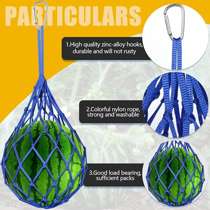 12 Pack Melon Hammocks Cradles, Melon Hammock Mesh Bags for Trellis, Heavy Duty Watermelon Nets with Hooks, Breathable, Durable & Easy - Install Fruit Support Net(Red)
