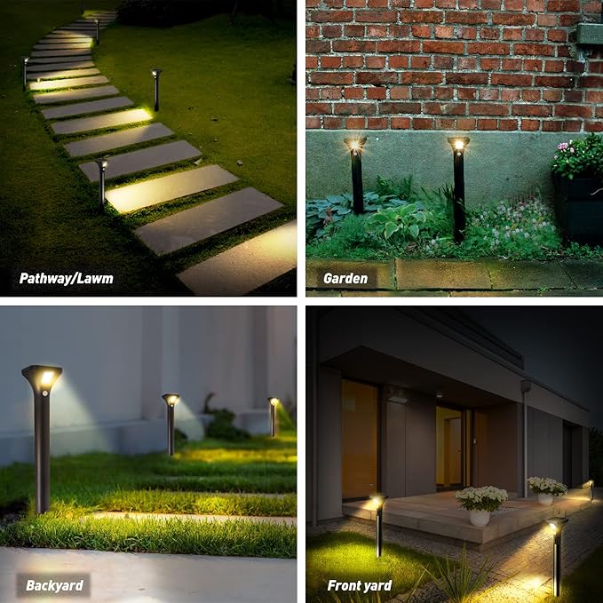 AURAXY Solar Outdoor Lights with Motion Sensor – Waterproof LED Pathway Lights for Yard, Garden, Walkway, Driveway – Auto On/Off, Easy Installation (4 Pack)