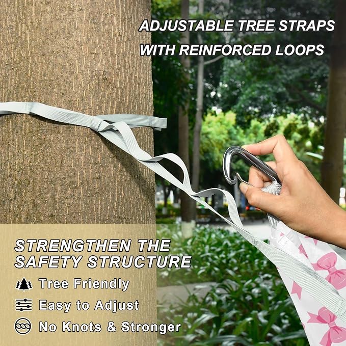 Camping Hammock Outdoor Hammocks for Outside Bow White Beach Trees Portable Lightweight with Pockets Tree Straps Indoor