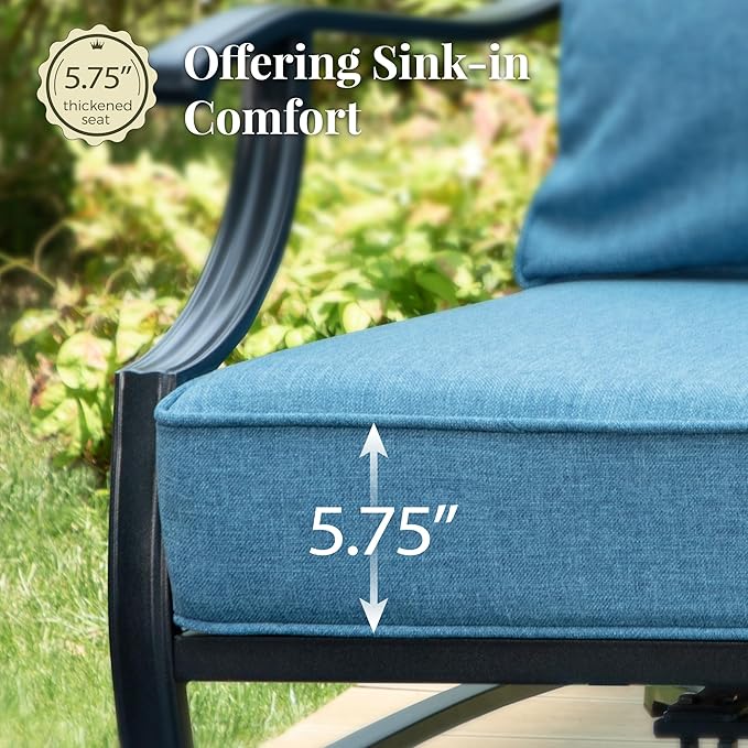MIXPATIO Patio Furniture Set 6 pcs, Outdoor Patio Furniture, 1 X 3-Seat Sofa, 2 X Single Chairs, 2 X Swivel Chairs, 1 X Coffee Table and 5.75" Extra Thick Cushion, Patio Conversation Set,Navy Blue