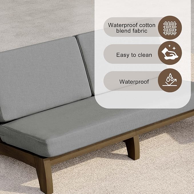 4 Pieces Patio Furniture Sets, All-Weather Outdoor Wood Bistro Set Patio Conversation Coffee Table Chiars and Patio Loveseat for Balcony, Backyard