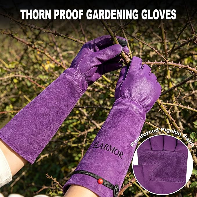 Gardening Gloves for Women Men, Long Thorn Proof Rose Pruning Glove | Womens Long Leather Garden Glove, Heavy Duty Gauntlet, Work Glove for Weeding, Yard Planting, Best Garden Gifts for Gardener