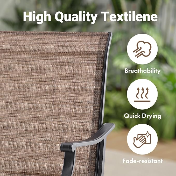 Soohow Patio Dining Set for 4, 5 Piece Outdoor Table and Chairs Set, 4 x Swivel Patio Chairs with Textilene Fabric and 35"x35" Outdoor Dining Table with 1.57" Umbrella Hole for Poolside, Backyard