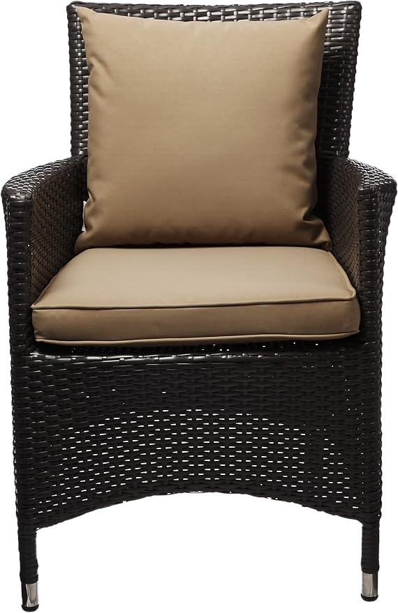 Modway Convene Wicker Rattan Outdoor Patio Dining Armchair with Cushion in Espresso Mocha