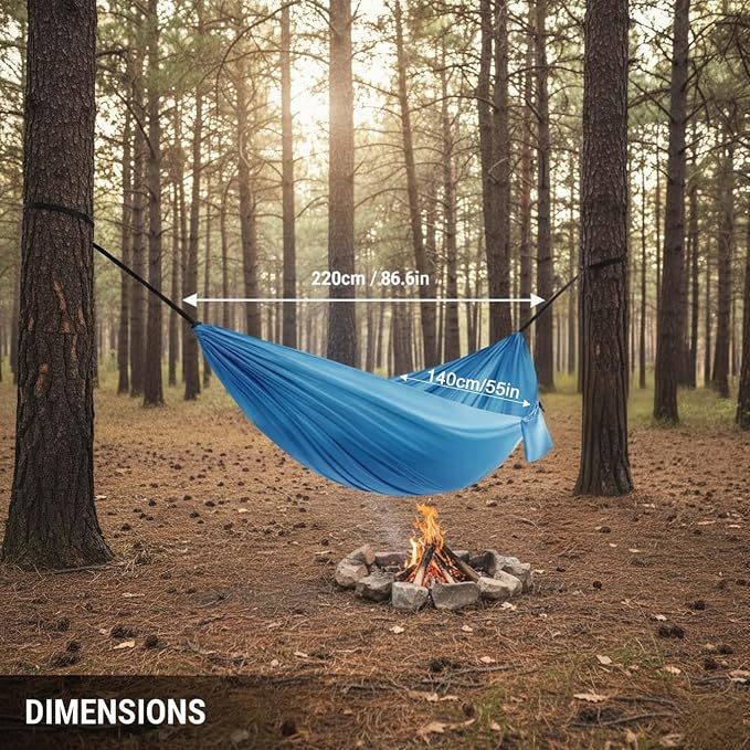 Portable Camping Hammock, Double Hammock for Outdoor Travel and Hiking, Lightweight Hammock with Tree Straps, Hammock Chair for Patio Garden