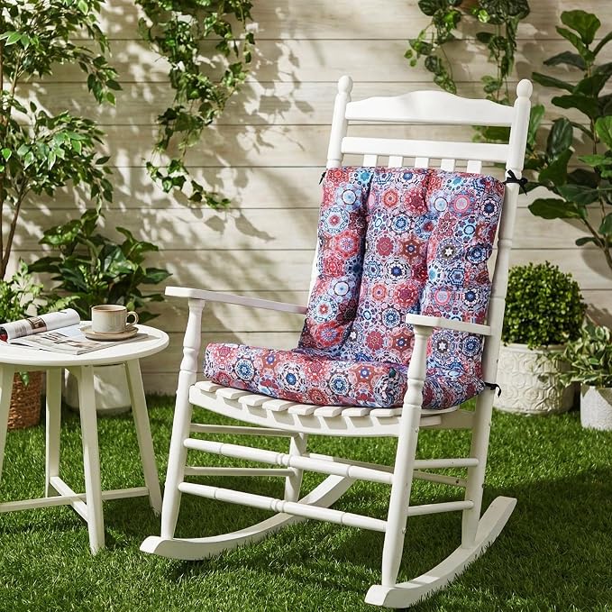 Hoteam 4 Set Outdoor Patio Chair Cushions 20 x 42 in Deep Seat Waterproof Patio Cushions Set for Furniture Replacement Removable Seat and Back (Moroccan Style)