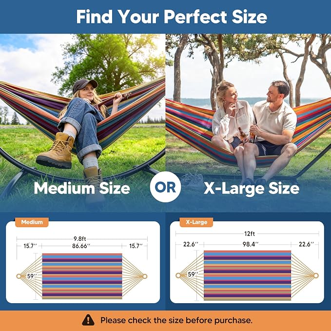 SUNCREAT Hammocks Outdoor Camping Double Hammock, Tree Hammocks for Outside, Rainbow