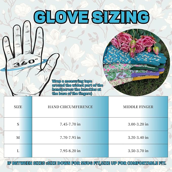 Thornproof Rose&Cactus Gardening Gloves,Gauntlet Garden Glove,Gifts | Canvas,Cute Floral Pattern,Leather Palm,Touchscreen,Durable Material,Garden Gift,Men&Women,Machine Washable,Adjustable Cuff