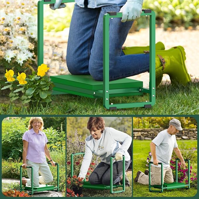 Garden Kneeler and Seat, 10.2" Wider Heavy Duty Thick for Kneeling and Seat | Multifunctional Kneeler Bench, Gardening Gifts for Women, Seniors Grandparents, Green