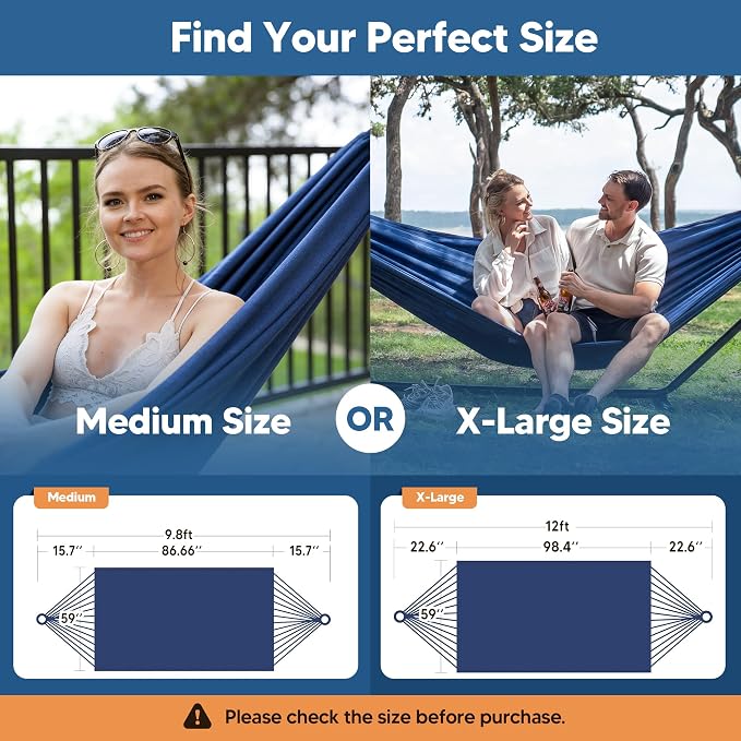 SUNCREAT Hammocks for Outside, Portable Camping Tree Hammock, Hammock Replacement for Stand, Navy