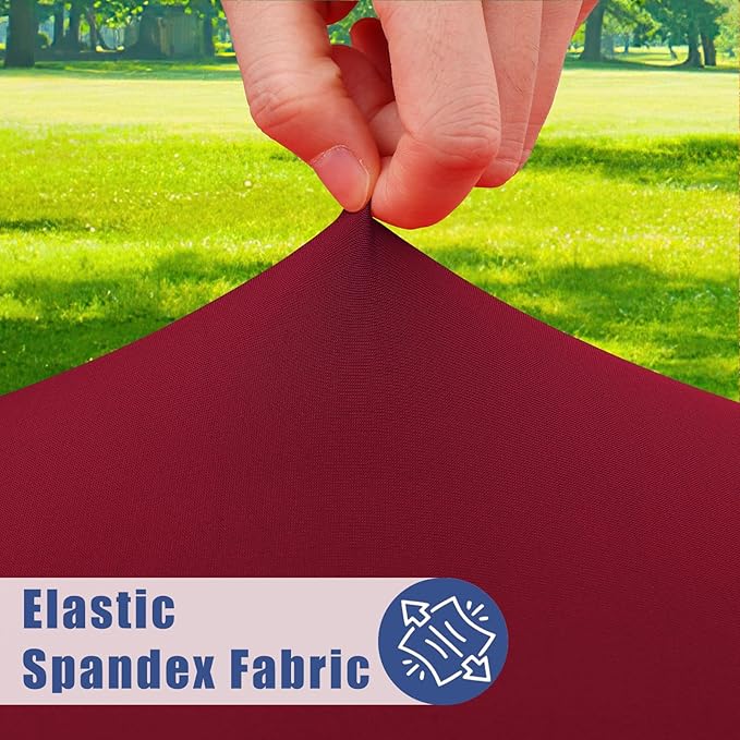 Moosfor Spandex 4 Foot Rectangle Table Cloth 2 Pack, Elastic Fitted Tablecloths for Picnic, Stretch Washable Patio Table Cover for Outdoor, Camping, Banquet and Parties (Wine Red, 30"x48")