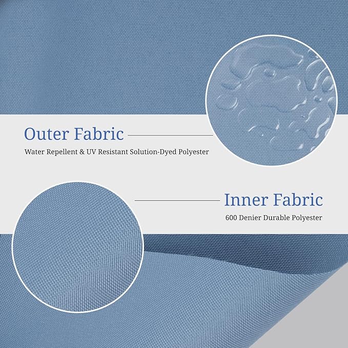 Covers & All Square Outdoor Cushion Covers for Patio Furniture Sets, Water, Tear & UV Resistant Polyester Cushion Slipcover with Zippers (Pack of 2) (16" L x 16" W x 4" Thick, Sky Blue)