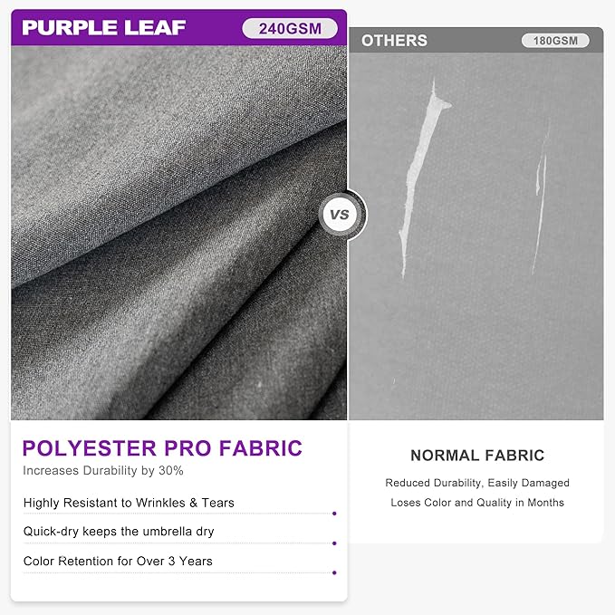 PURPLE LEAF 10 FT Cantilever Patio Umbrella Outdoor Umbrella with 220lbs Base Large Square Windproof Offset Umbrella for Pool Deck Garden, Mist Grey