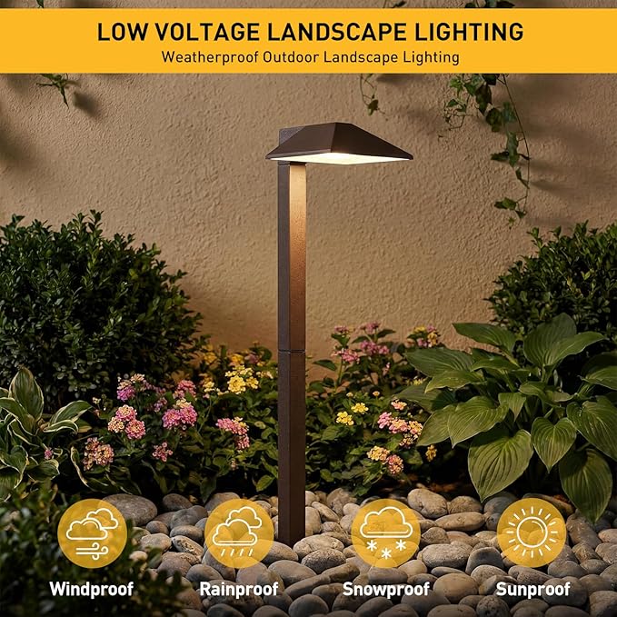 GOLDEN STAR Low Voltage Pathway Lights 1.2W Replaceable G4 LED 8PK Outdoor Landscape Lighting 40 Lumen Warm White Waterproof Garden Lights for Walkway Yard, Lawn Driveway with Easy Install Connectors