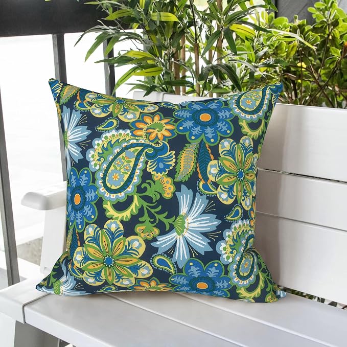 LVTXIII Outdoor Pillows 20x20 Inch, 2 Pack Large Decorative Square Throw Pillows with Inserts for Couch, Bed, Floor Seating, Patio Furniture, Bohemian Azure