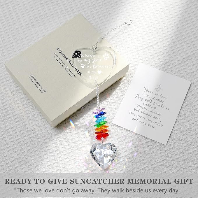 Dog Memorial Gifts, K9 Pet Memorial Crystal Suncatcher, Dog Loss Pet Passing Away Sympathy Remembrance Bereavement Gift (White-Heart)