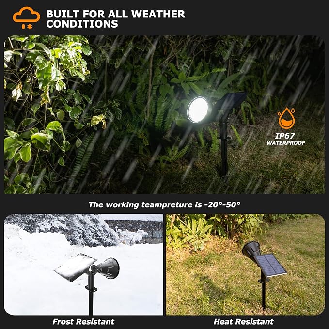 Solar Lights Outdoor, Ultra Bright 21 LEDs IP67 Waterproof Landscape Lighting for Outside, 2-in-1 Adjustable Solar Wall Lights for Garden Yard Pathway - Auto On/Off, 4 Pack (Cool White)
