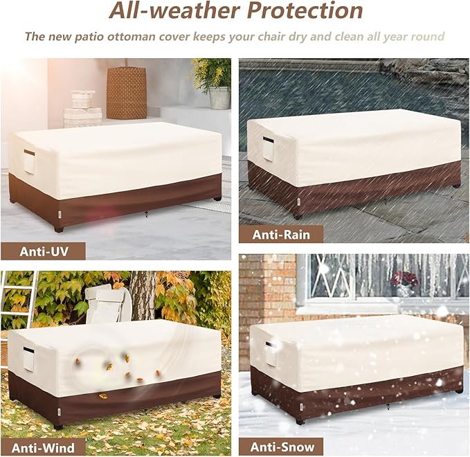 Outdoor Coffee Table Cover,600D Waterproof Patio Rectangular Side Table Covers,48" W x 28" D x 16" H,Outdoor Table Covers Waterproof Rectangle(Beige)