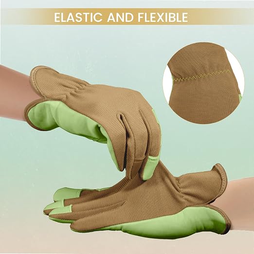 Gardening Gloves, Garden Gloves for Women and Men, Thorn Proof Working Gloves, Durable Leather Work Garden Gloves for Yard & Outdoor Work, Green, L