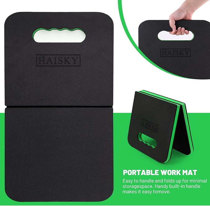 Foldable Extra Thick Kneeling Pad, 1 Pack, Green,20.4 x 11.8 in | High Density EVA Foam Cushioning for Knees, Large Foam Kneeler Mat with Handle, Waterproof Pad for Gardening,Garage,Exercise