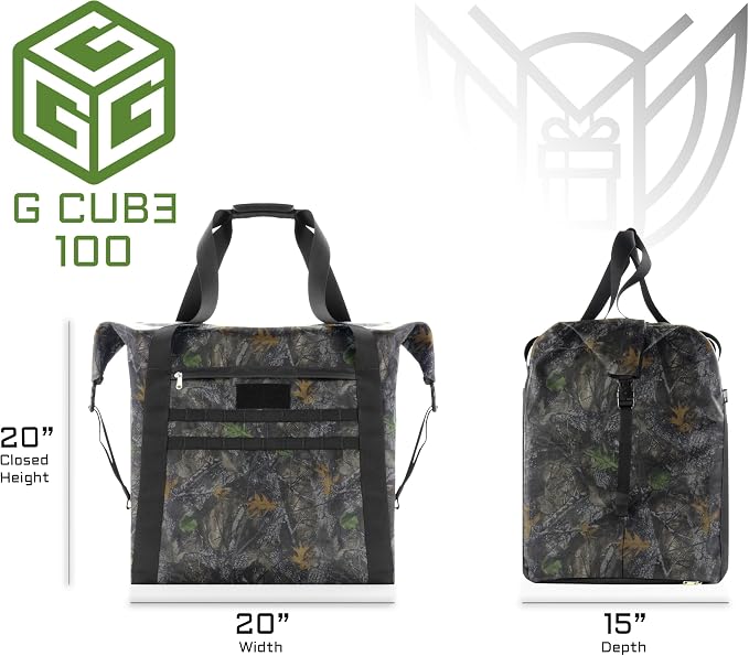 Xtreme Sight Line ~ AQUA G CUBƎ 100 Waterproof Faraday Bag for Medium to Large Generators and Electronics ~ Protects Against EMP/CME/EMF/RF ~ Diamond Form Farday Lined Interior ~ Backwoods Camo
