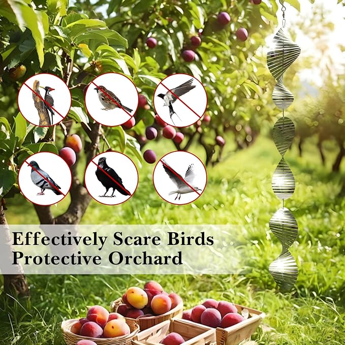 Bird Deterrents for Outside Patio, Bird Scare Devices Set Highly Reflective 3D Wind Spinners Outdoor Garden Decor, Bird Reflectors to Keep Birds Away Window Roof Yard Orchards Deck 9 Discs 3 Pcs