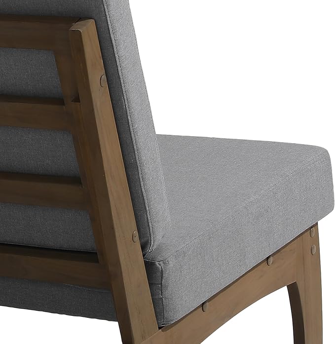 Outdoor Furniture Patio Couch, Weather Resistant Patio Loveseat Sofa Couch with Removable Cushion, Teak Wood Frame for Porch & Backyard Seating - Grey