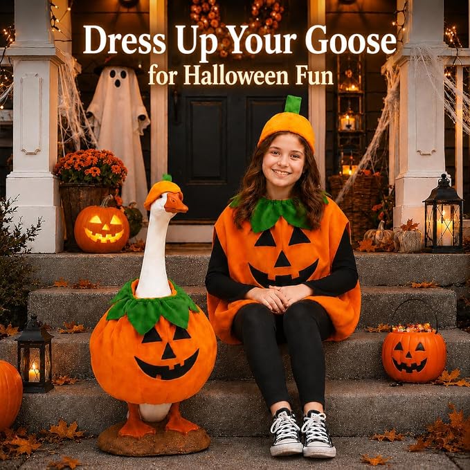 8 Set 23 Inch Porch Goose Outfits, Holiday Goose Clothes | All Seasons Bundle for Valentine St. Patrick Easter Summer 4th of July Fall Halloween Christmas, front porch yard patio decor
