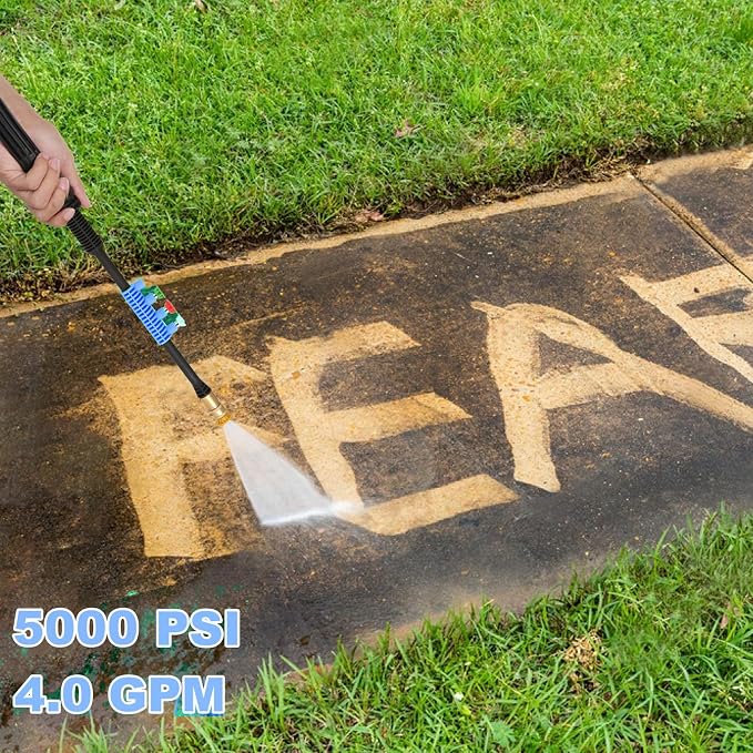 5000PSI 4.0GPM Heavy Duty Electric Pressure Washer with 33 FT Extension Hose, 4 QCNozzles and 500ml Foam Cannon for Cars/Fences/Driveways/Patios/Home Cleaning, Blue