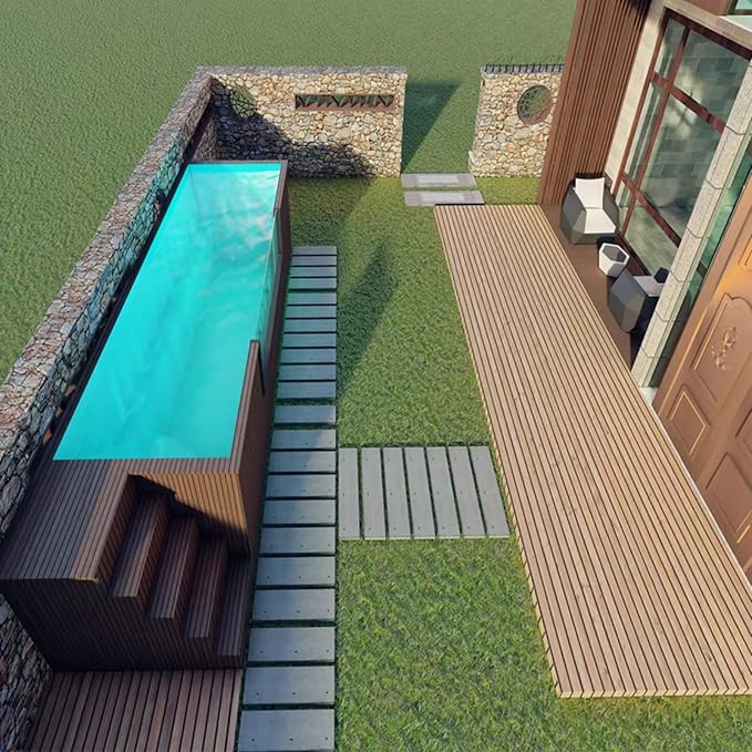 Prefabricated Swimming Pools for Modern Backyard | Custom Container Swimming Pool with Optional Heater & Filter - Stackable & Flexible Outdoor Above Ground Pool for Family Leisure & Kids Vacation