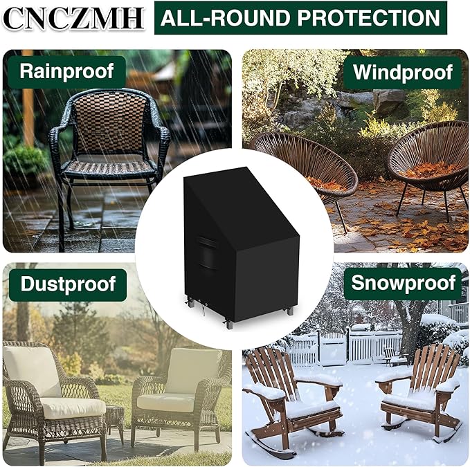 Heavy Duty Patio Chair Covers Waterproof Outdoor, 2 Pack 600D Patio Furniture Covers for Outdoor Rocking Swivel Adirondack Chairs, Lounge Deep Seat 30'' W x 34''D x 28''H/ 38.5''H Black