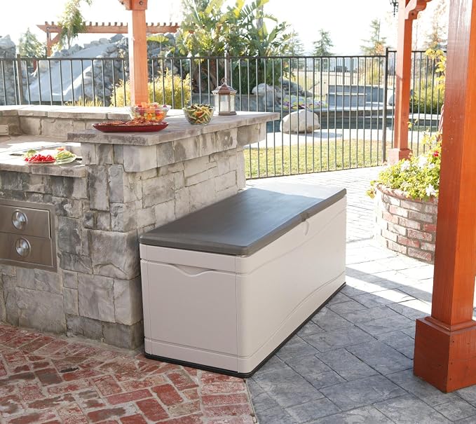 LIFETIME 60012 Extra Large Deck Box, 130 Gallon, Desert Sand/Brown