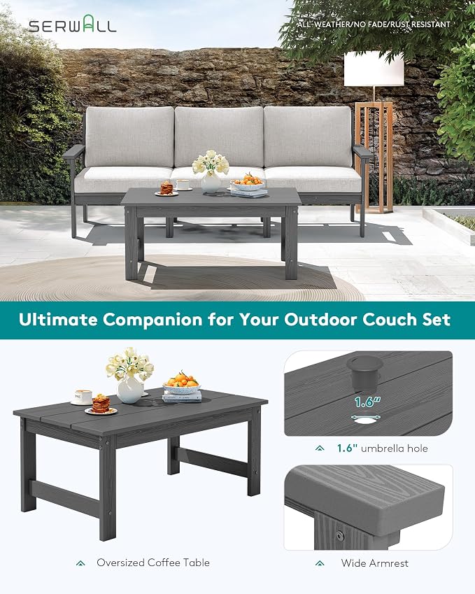 SERWALL HDPE Outdoor Couch with Coffee Table