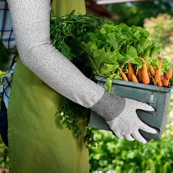 Evridwear Long Sleeve Gardening Gloves for Women & Men | Cut Resistant,Nitrile Coated,Anti-slip,Full Arm Protective Gloves for Poison Ivy,Thorn Proof,Gardening,Farming