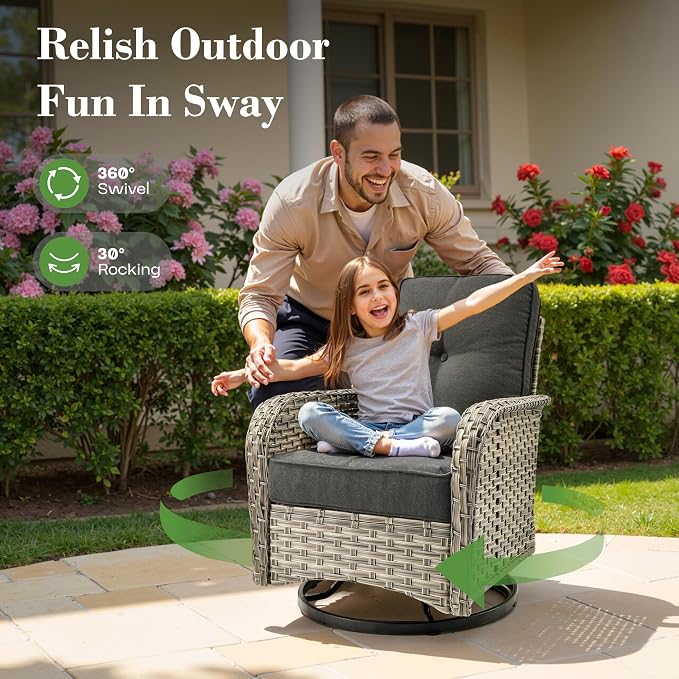 9 Pcs Patio Furniture with Fire Pit Table, Outdoor Rattan Wicker Conversation Set with Glowing Coffee Table, Comfy Sectional Sofa for Porch Balcony Backyard Pool, Black