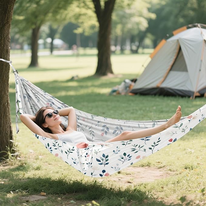 Camping Hammock Outdoor Hammocks for Outside Leaf Beach Trees Portable Lightweight with Pockets Tree Straps Indoor