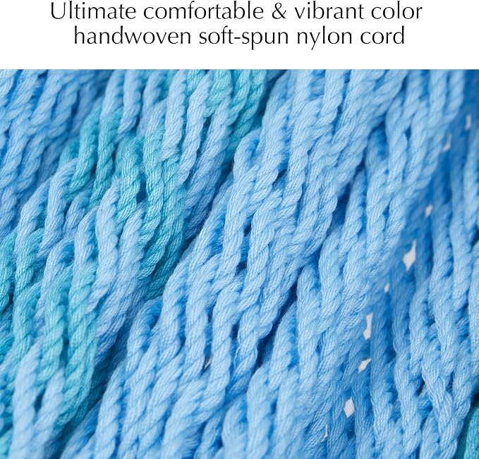 PNAEUT Handwoven Mayan Hammock, Thick Soft Rope Double Hammock for Outdoor Outside & Indoor, 600 lbs Capacity Heavy-Duty, Includes Tree Straps, Carabiners & Carrying Bag (Pine Lake, X-Large)