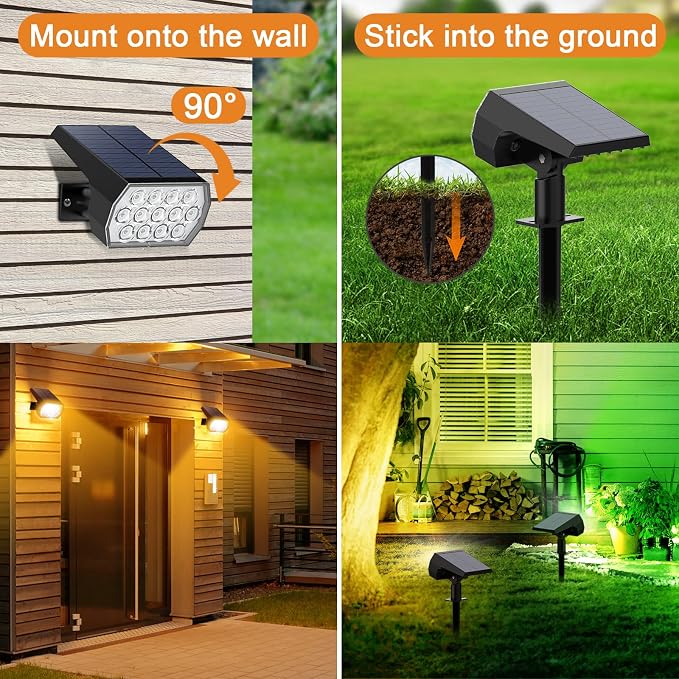 Solar Spot Lights Outdoor Color Changing, [7 Modes/10 Pack] Christmas IP65 Waterproof Landscape Spotlights, Dusk to Dawn Solar Powered Security Light for Patio Gate Walkway Pool Garden Yard Driveway