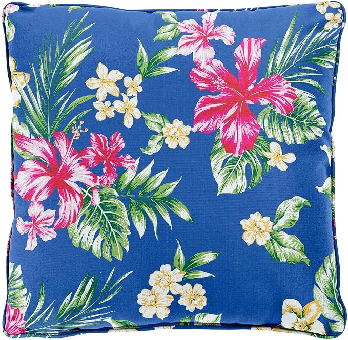 BrylaneHome Bh Outdoor Performance 20" Square Throw Pillow - Cobalt Tropicana