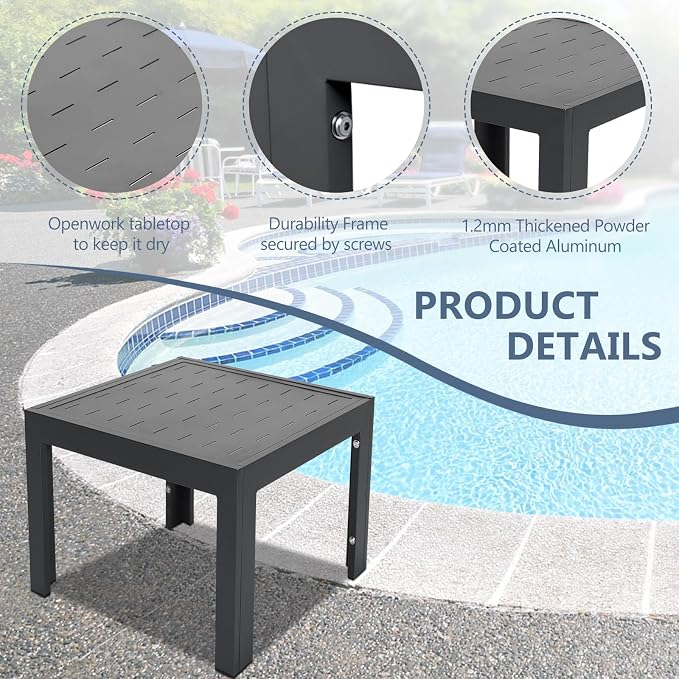 RADIATA 10 Piece Modern Aluminum Outdoor Patio Furniture Set, 29" Wide Deep Seating, Fade Water Resistant U Shaped Modular Sectional Couch, Large Comfy Conversation Set for Backyard Garden, Dark Gray