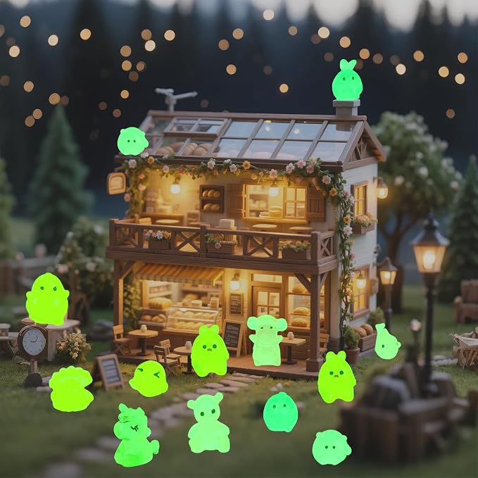 300PCS Mystery Mini Resin Animal Blind Bags, Glow in The Dark Tiny Animal Figures, 50+ Animal Combination Sets for Classroom Prizes, Party Favors, Fairy Garden & DIY Decor