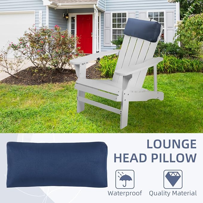 Chaise Lounge Head Pillow, 2 Pack Outdoor Patio Pillows with Adjustable Strap, Lounge Head Resting Pillow for Recliner Beach Pool Lounger Office Chair，Water Resistant Navy