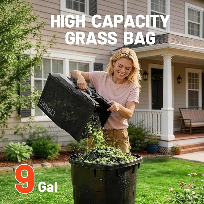 Litheli Lawn Mower Cordless 14 in, Grass Cutter Machine for 2800 Sq. Ft, Lawnmower with Brushless Motor, Cutting Height from 1 in to 2.5 in, Includes 1 * 5.0 Ah Battery and Charger