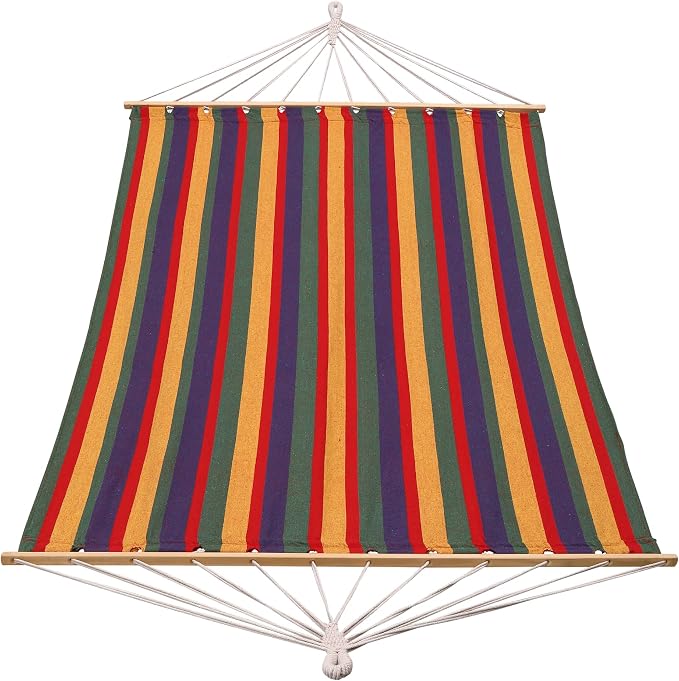 Sterling Sports Hammock for 2 Persons, 5ft Wide 420 lbs Capacity, Wooden Spreader for Outdoor Patio Yard Poolside, Tropical Rush