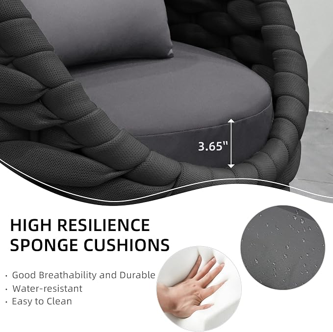 TWT 6-Piece Patio Furniture Set, Modern Outdoor Conversation Set Aluminum Sectional Sofa with Water Repellent Thick Cushions and Coffee Tables, Dark Grey