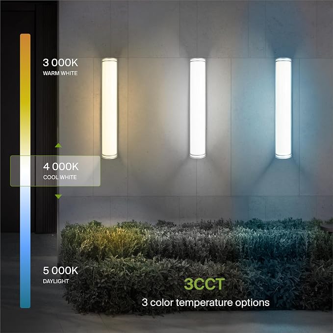 ASD 36 Inch LED Outdoor Sconce Lights - 30W 120-277V 3000K 4000K 5000K Nickel Exterior Lighting Fixtures, Dimmable Exterior Lights for House, Modern Patio Wall Light Fixture ETL