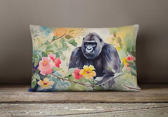 Caroline's Treasures DAC2919PW1216 Gorilla Throw Pillow Machine Washable, Indoor Outdoor Decorative Pillow for Couch, Bed or Patio, 12HX16W