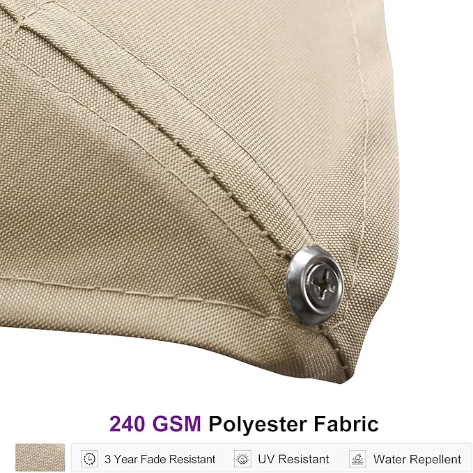 PURPLE LEAF 13' X10' Space Saving Rectangle Patio Umbrella Large Outdoor Aluminum Offset Umbrella with 360-degree Rotation Cantilever Umbrella for Garden Deck Backyard Pool Beige