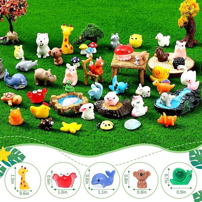 160pcs Mini Resin Animals, Mini Animals Figures to Hide | Tiny resin animal variety pack for dollhouse accessories, aquarium decor, hide games, classroom rewards